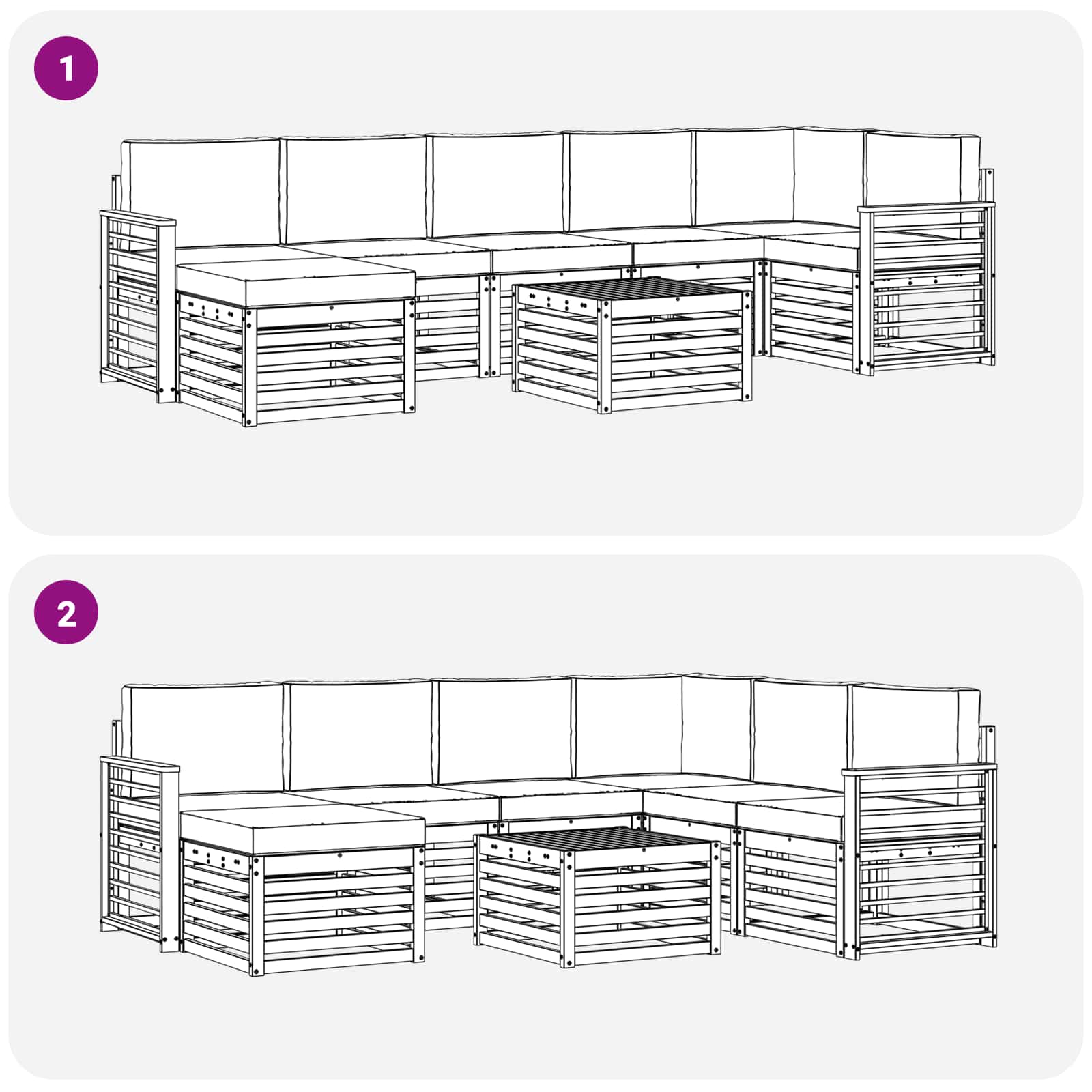 Udendørs sofagruppe 8 pcs Naturlig og Fløde Massivt Akacietræ