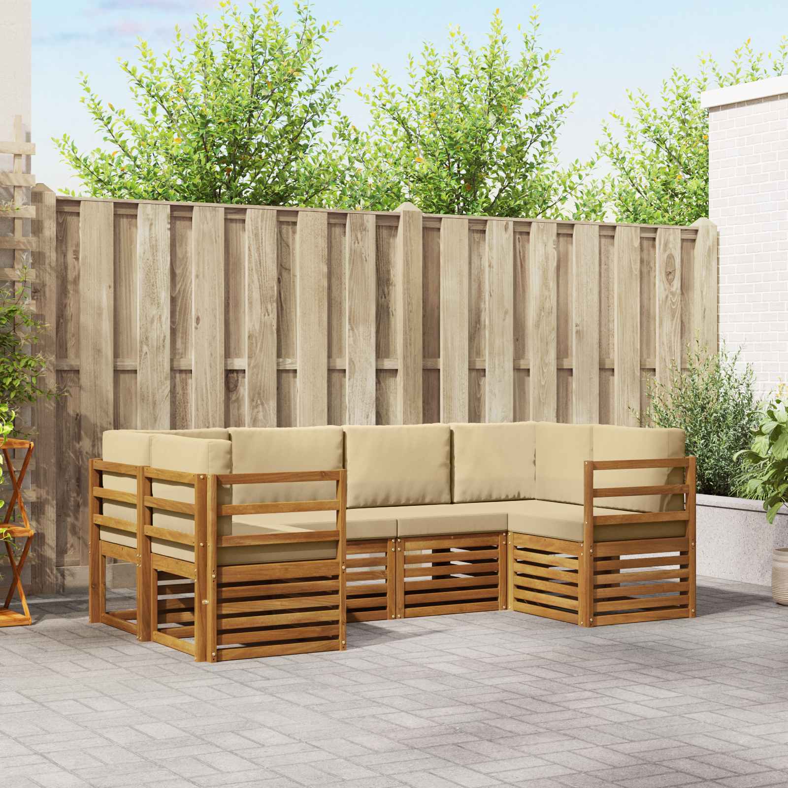 Sektionalsofa sæt med pude 6 pcs Naturfarvet