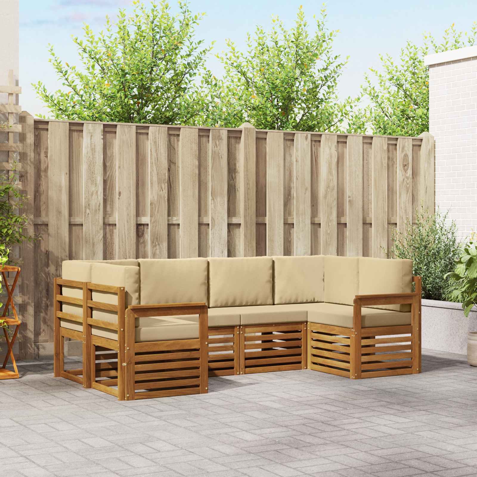 Sektionalsofa sæt med pude 6 pcs Naturfarvet
