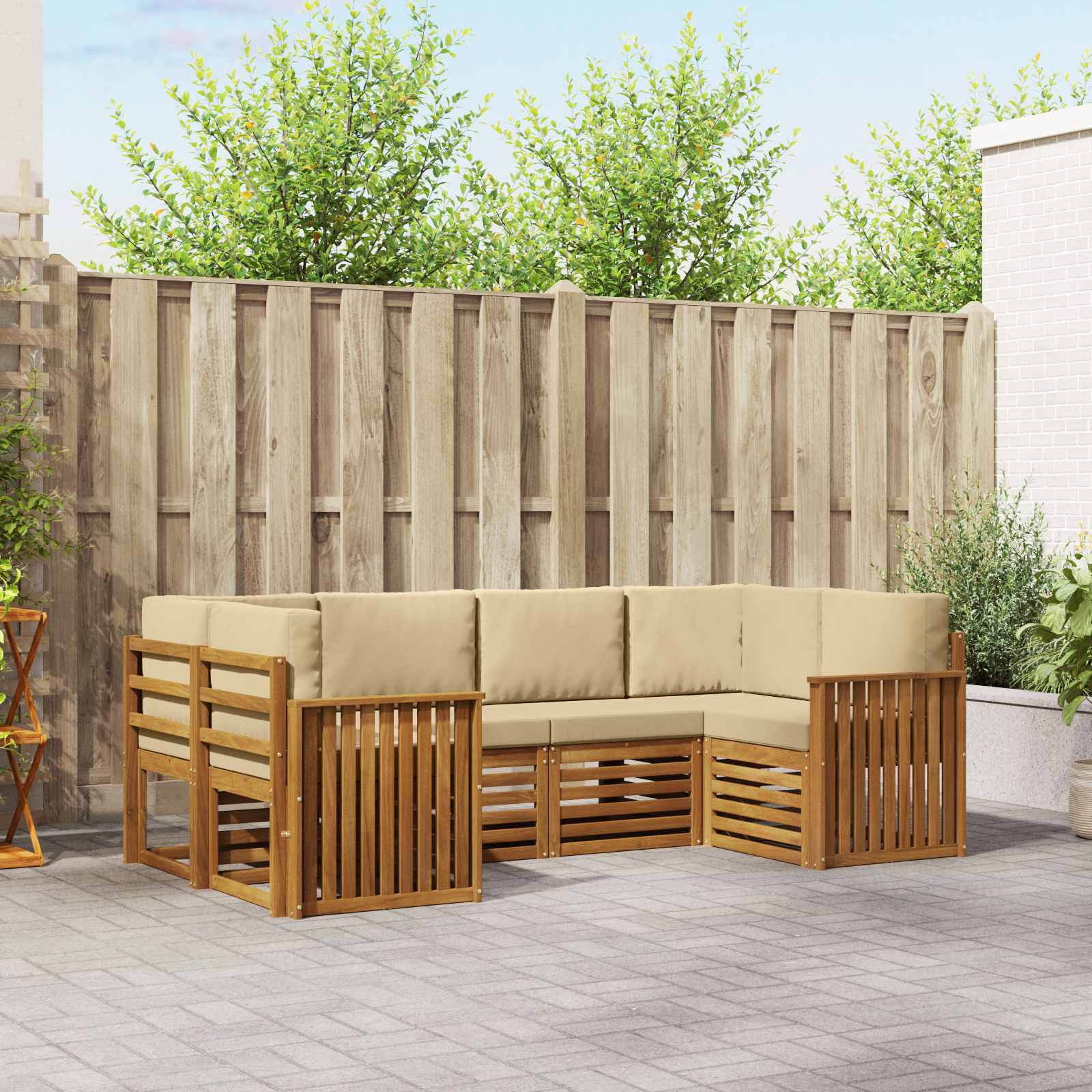 Sektionalsofa sæt med pude 6 pcs Naturfarvet