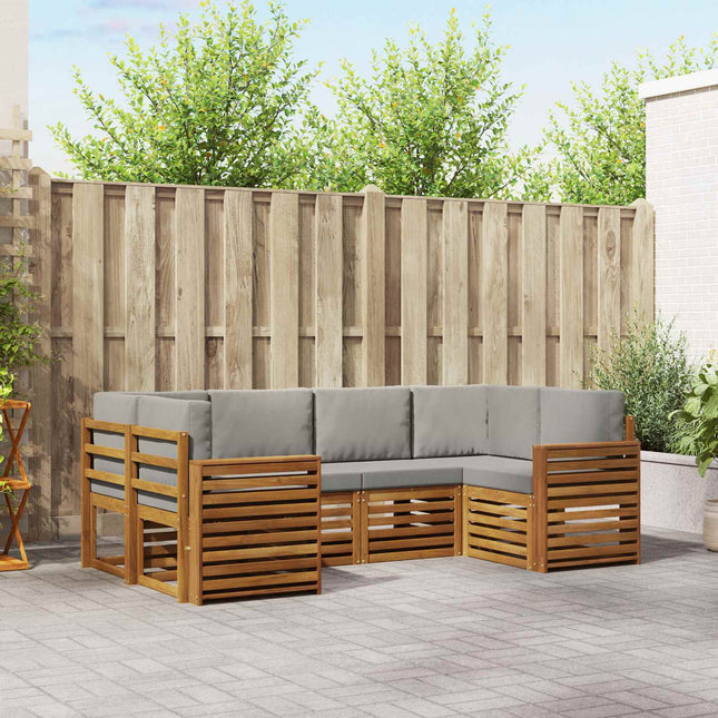 Sektionalsofa sæt med pude 6 pcs Naturlig og Lys Grå
