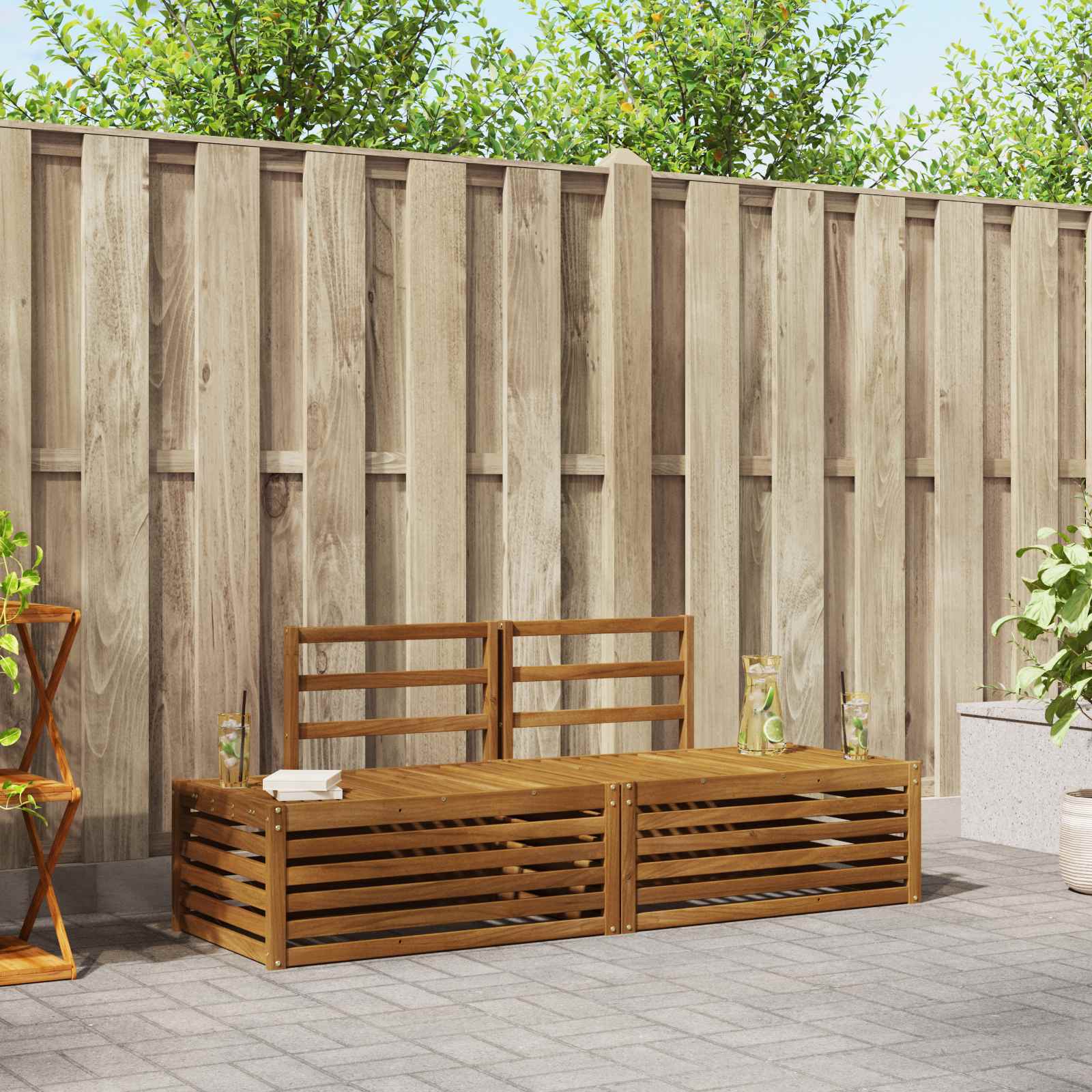 Udendørs sofagruppe 2 Stk Naturfarvet 182,5 x 63 x 73 cm
