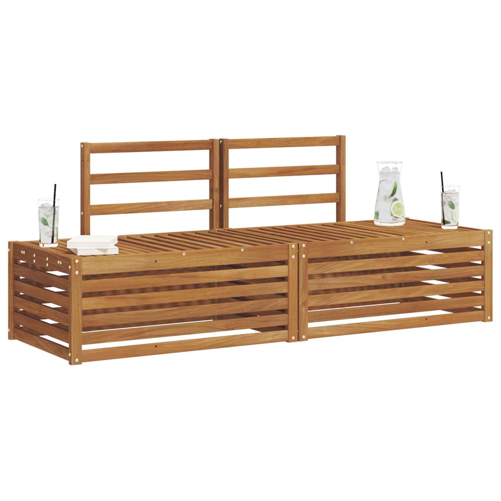 Udendørs sofagruppe 2 Stk Naturfarvet 182,5 x 63 x 73 cm