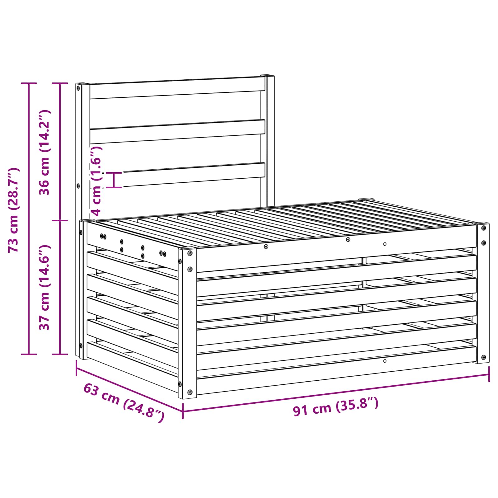 Udendørs sofagruppe 2 Stk Naturfarvet 182,5 x 63 x 73 cm