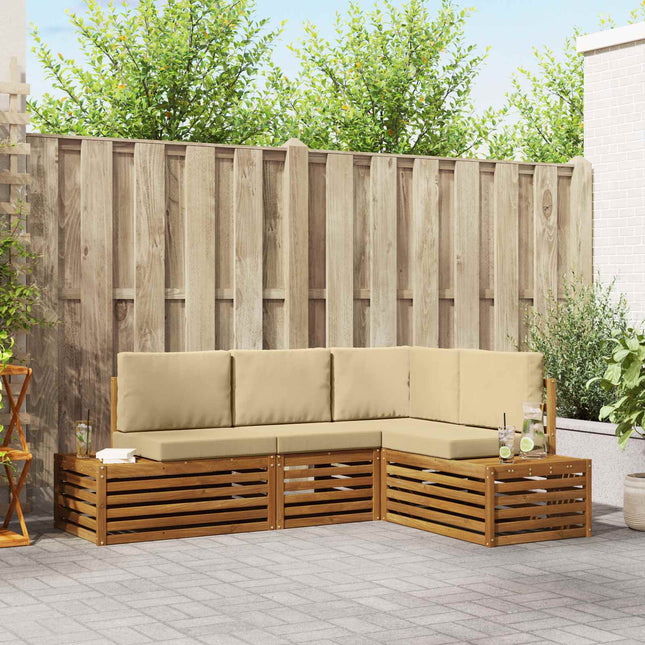 Udendørs sofagruppe med pude 4 Stk Naturlig og Beige