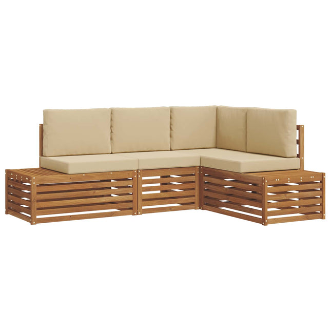 Udendørs sofagruppe med pude 4 Stk Naturlig og Beige