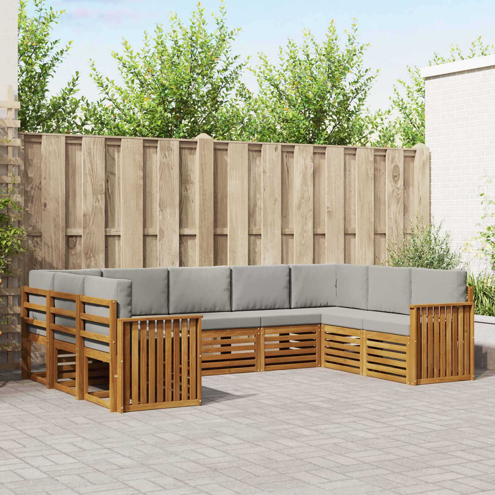 Sektionalsofa sæt med pude 9 pcs Naturlig og Lys Grå