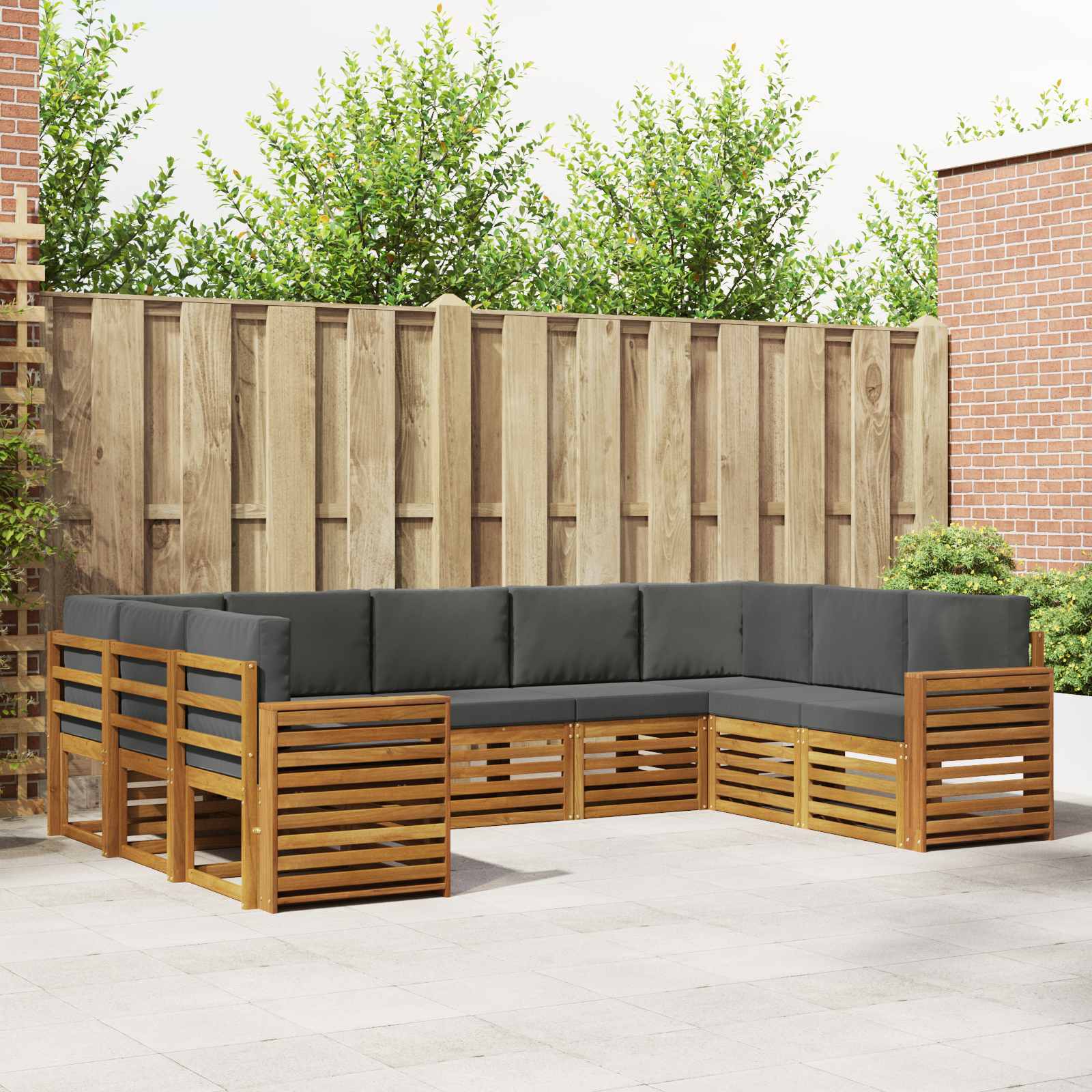 Sektionalsofa sæt med pude 9 pcs Naturlig og Antracit