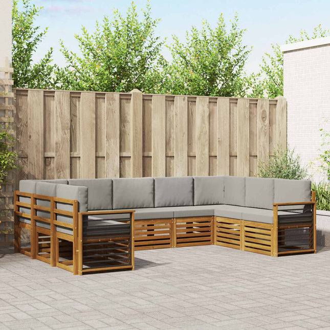 Sektionalsofa sæt med pude 9 pcs Naturlig og Lys Grå