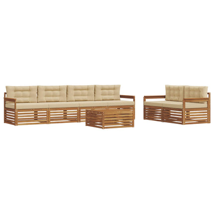 Udendørs sofagruppe med pude 7 pcs Naturlig og Beige