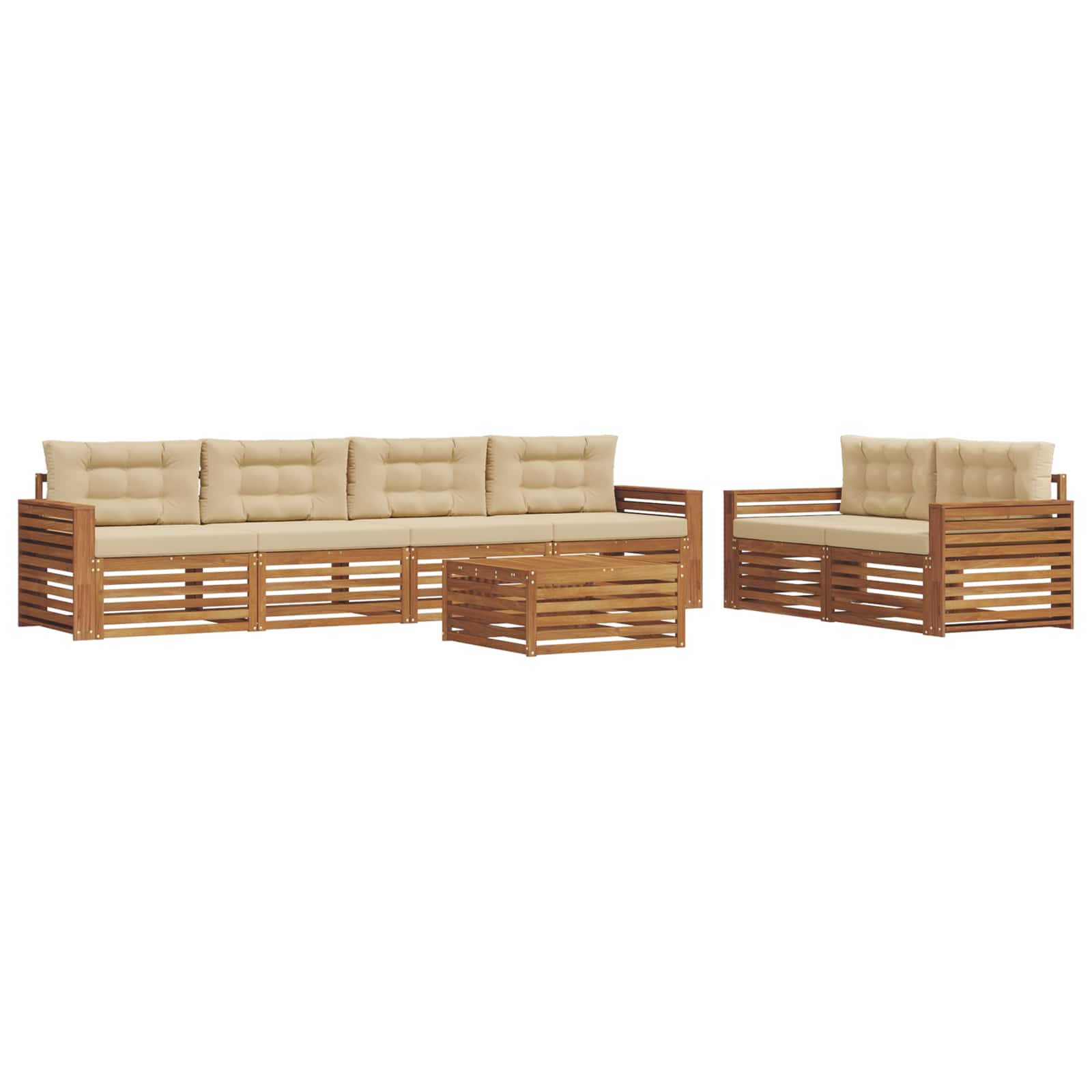 Udendørs sofagruppe med pude 7 pcs Naturlig og Beige
