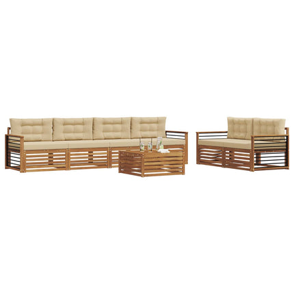 Udendørs sofagruppe med pude 7 pcs Naturlig og Beige
