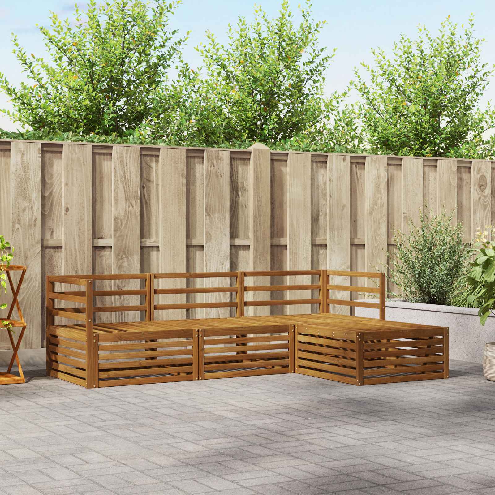 Udendørs sofagruppe Naturfarvet 245,5 x 162,5 x 73 cm