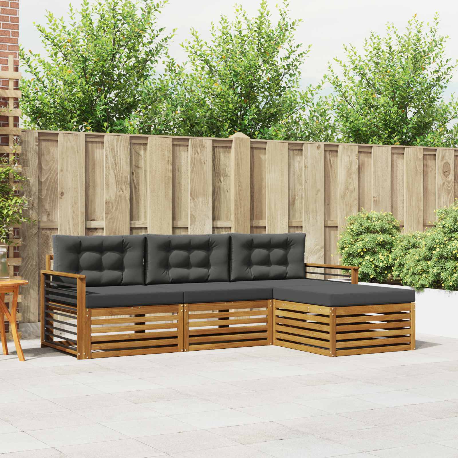 Udendørs sofagruppe Naturlig og Antracit 249,5 x 162,5 x 73 cm