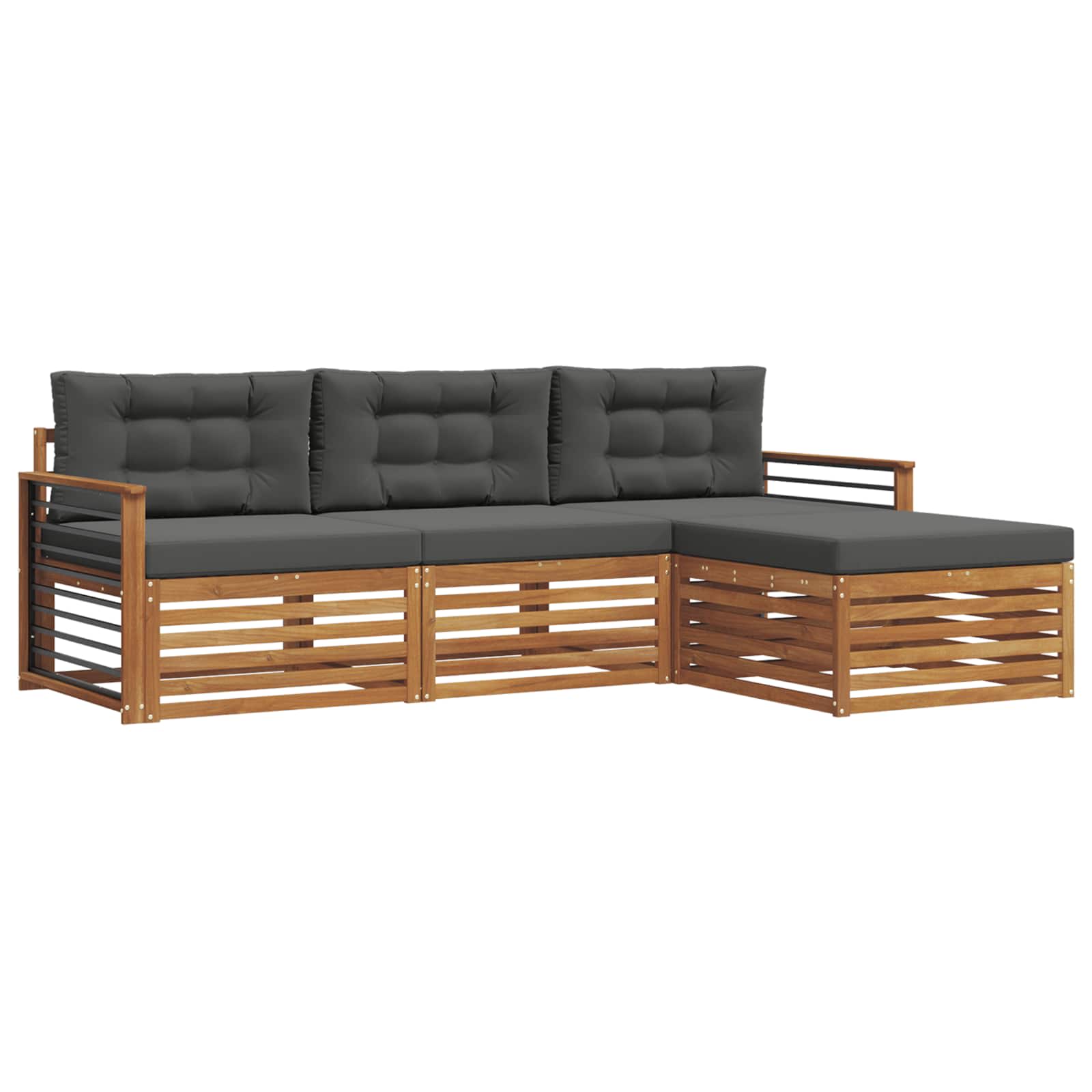 Udendørs sofagruppe Naturlig og Antracit 249,5 x 162,5 x 73 cm