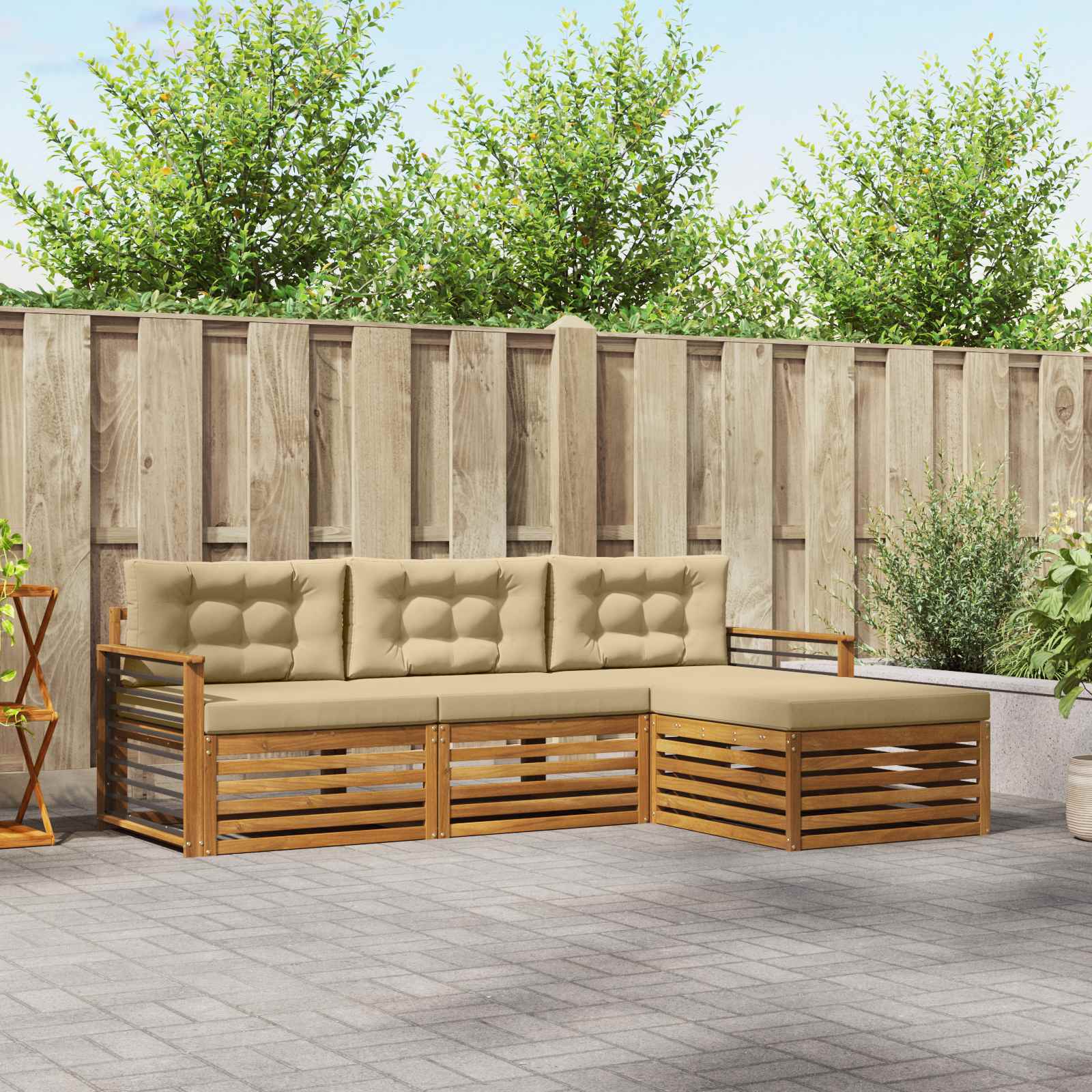 Udendørs sofagruppe Naturlig og Beige 249,5 x 162,5 x 73 cm