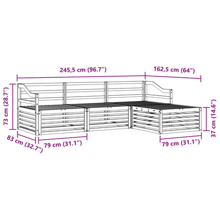 Udendørs sofagruppe Naturfarvet 245,5 x 162,5 x 73 cm