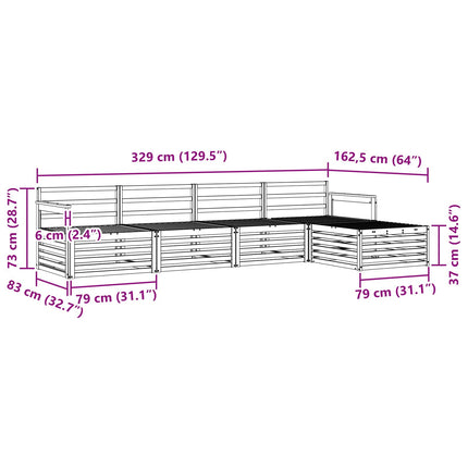 Udendørs sofagruppe 5 pcs Naturfarvet