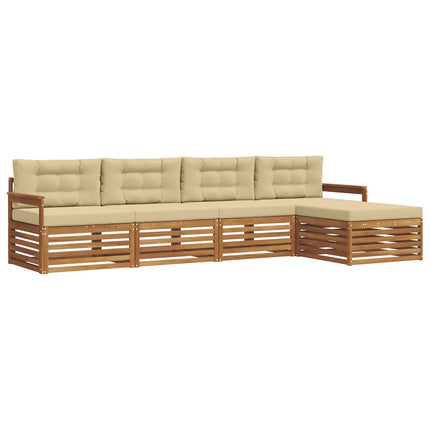Udendørs sofagruppe med pude 5 pcs Naturlig og Beige