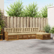 Udendørs sofagruppe med pude 5 pcs Naturlig og Beige