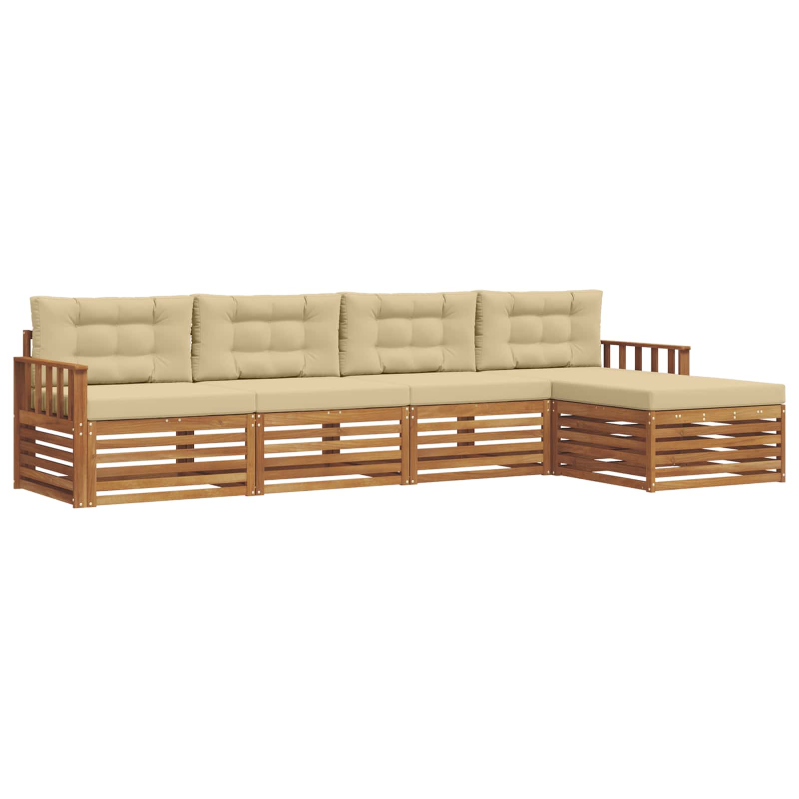 Udendørs sofagruppe med pude 5 pcs Naturlig og Beige