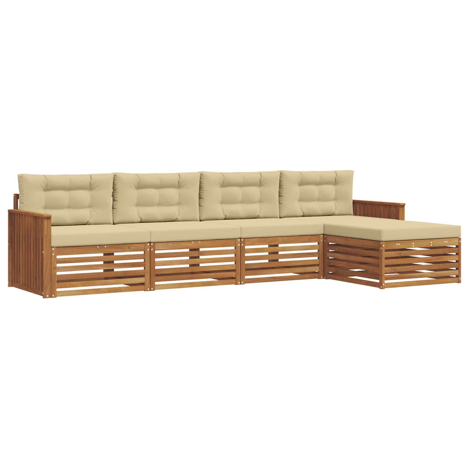 Udendørs sofagruppe med pude 5 pcs Naturlig og Beige
