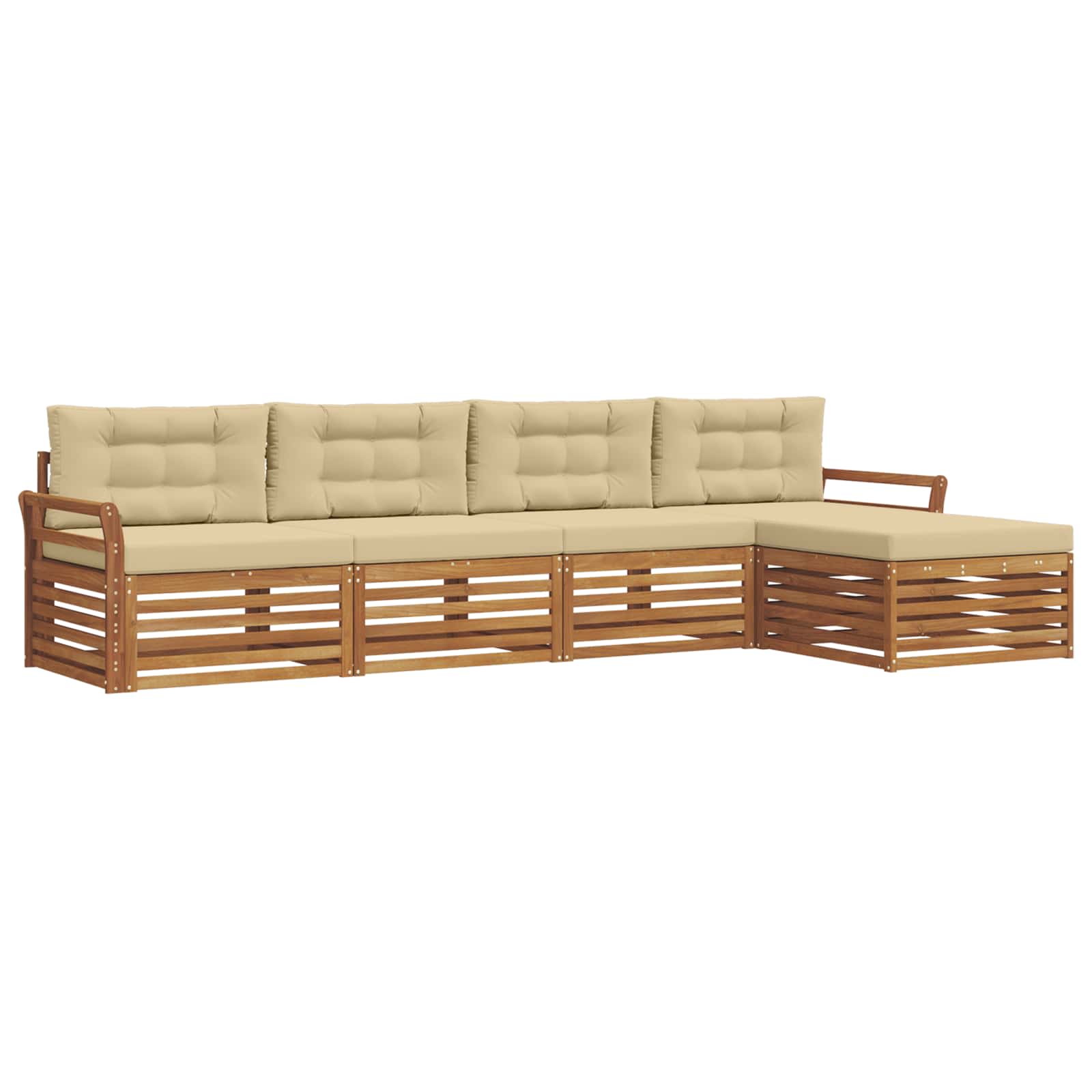 Udendørs sofagruppe med pude 5 pcs Naturlig og Beige