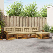 Udendørs sofagruppe med pude 5 pcs Naturlig og Beige