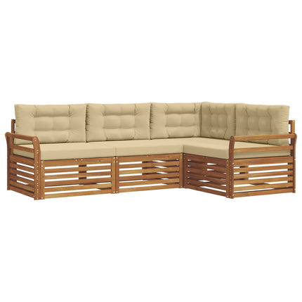 Udendørs sofagruppe med pude 4 pcs Naturlig og Beige