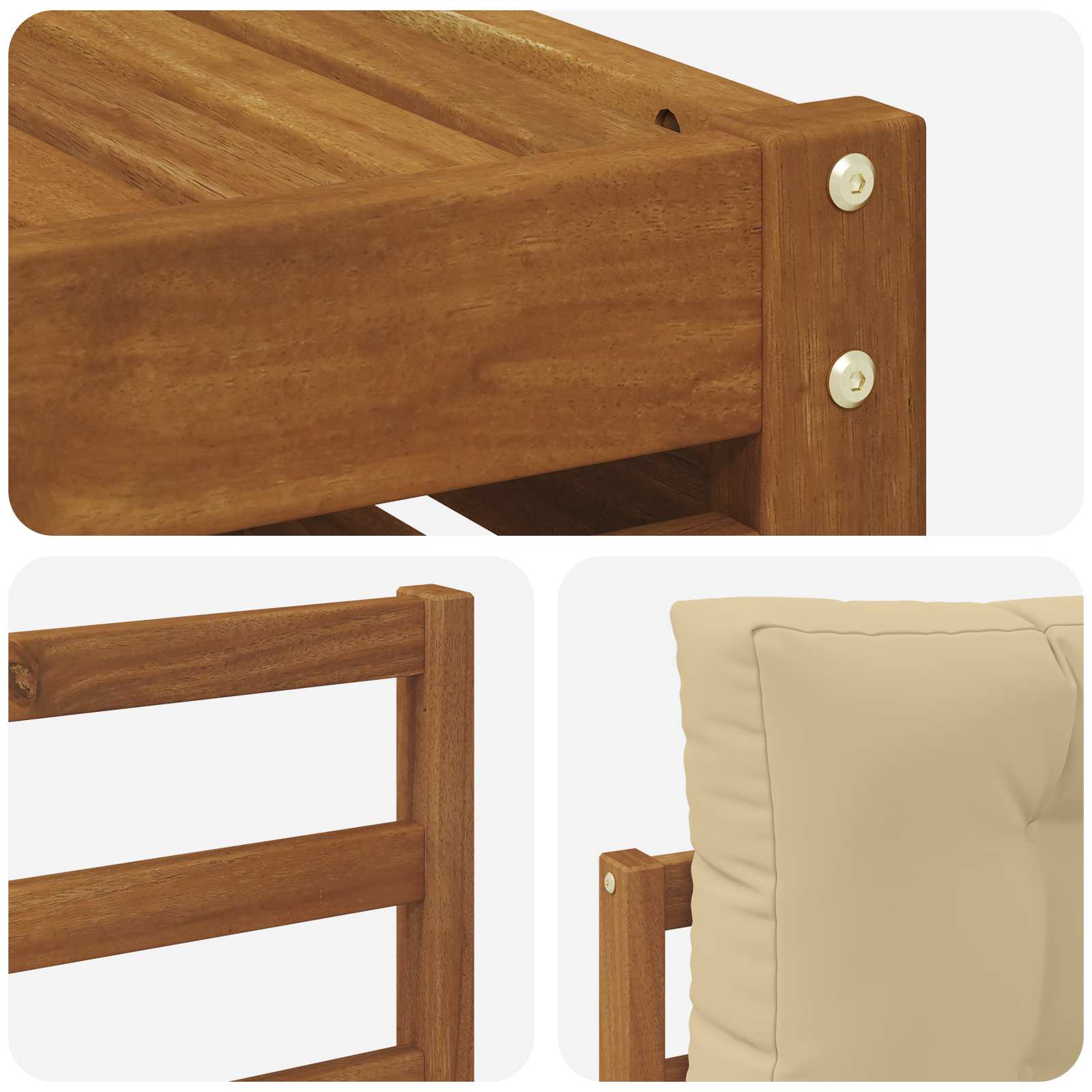 Udendørs sofagruppe med pude 5 pcs Naturlig og Beige