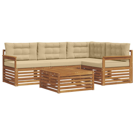 Udendørs sofagruppe med pude 5 pcs Naturlig og Beige