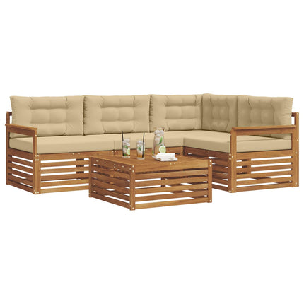 Udendørs sofagruppe med pude 5 pcs Naturlig og Beige