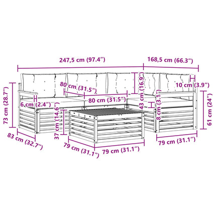 Udendørs sofagruppe med pude 5 pcs Naturlig og Beige