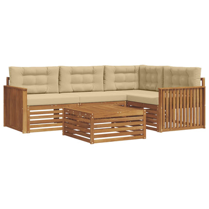 Udendørs sofagruppe med pude 5 pcs Naturlig og Beige