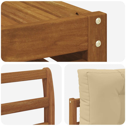 Udendørs sofagruppe med pude 5 pcs Naturlig og Beige