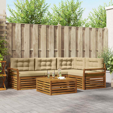 Udendørs sofagruppe med pude 5 pcs Naturlig og Beige