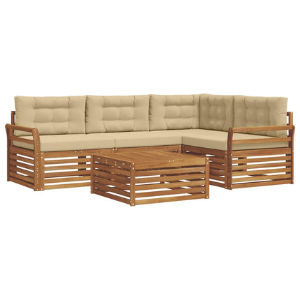 Udendørs sofagruppe med pude 5 pcs Naturlig og Beige