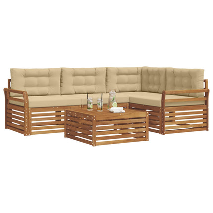 Udendørs sofagruppe med pude 5 pcs Naturlig og Beige