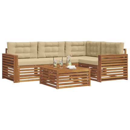 Udendørs sofagruppe med pude 5 pcs Naturlig og Beige