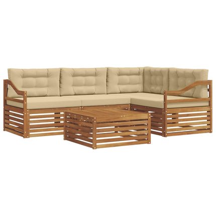 Udendørs sofagruppe med pude 5 pcs Naturlig og Beige