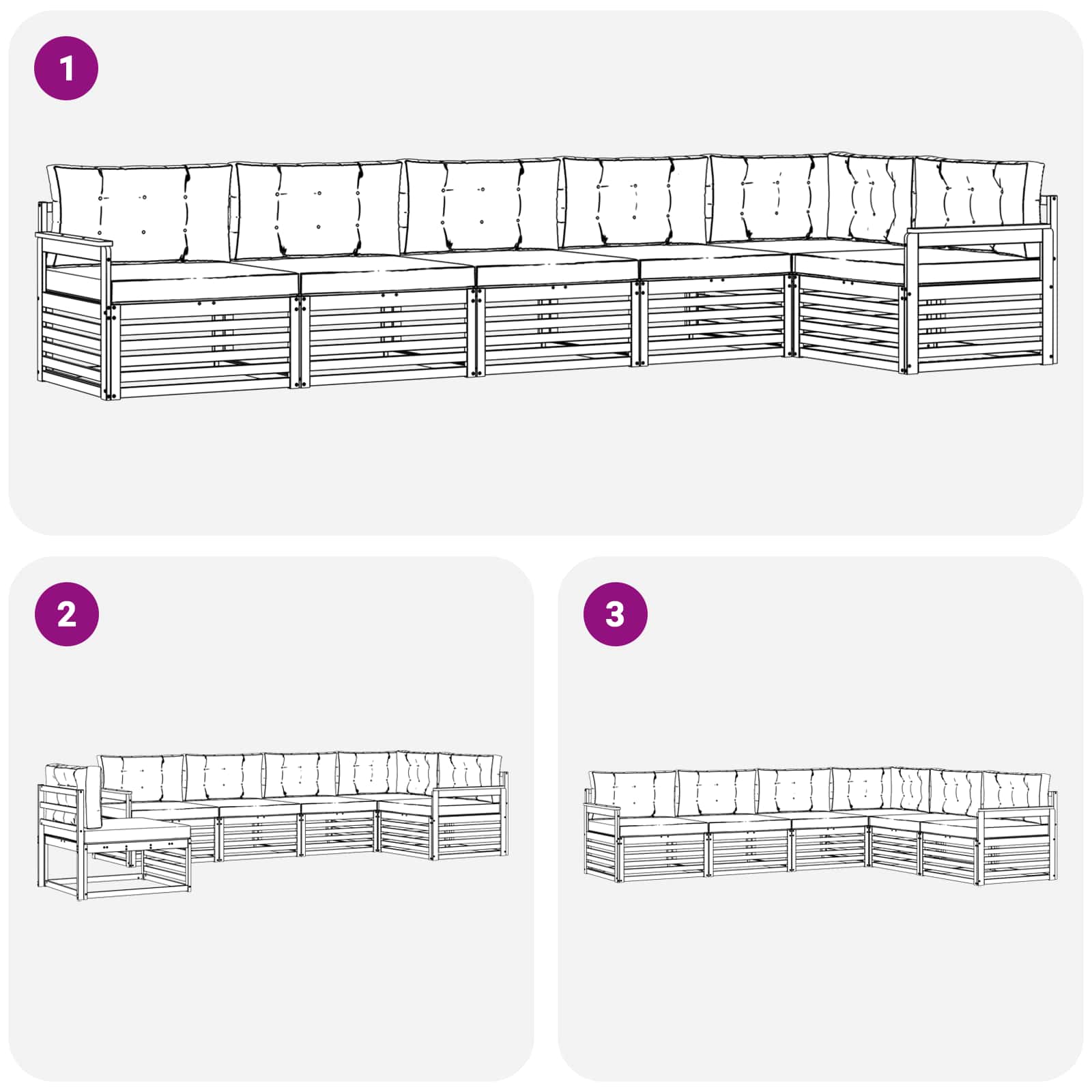 Udendørs sofagruppe 6 pcs Naturlig og Lys Grå Massivt Akacietræ