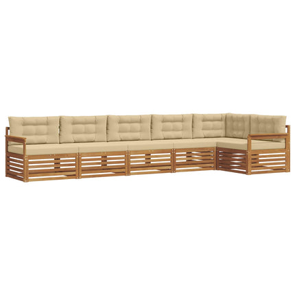 Udendørs sofagruppe med pude 6 pcs Naturlig og Beige