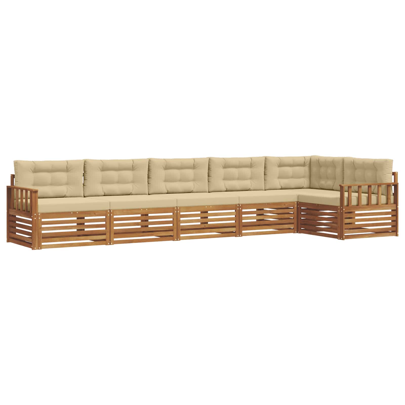 Udendørs sofagruppe med pude 6 pcs Naturlig og Beige