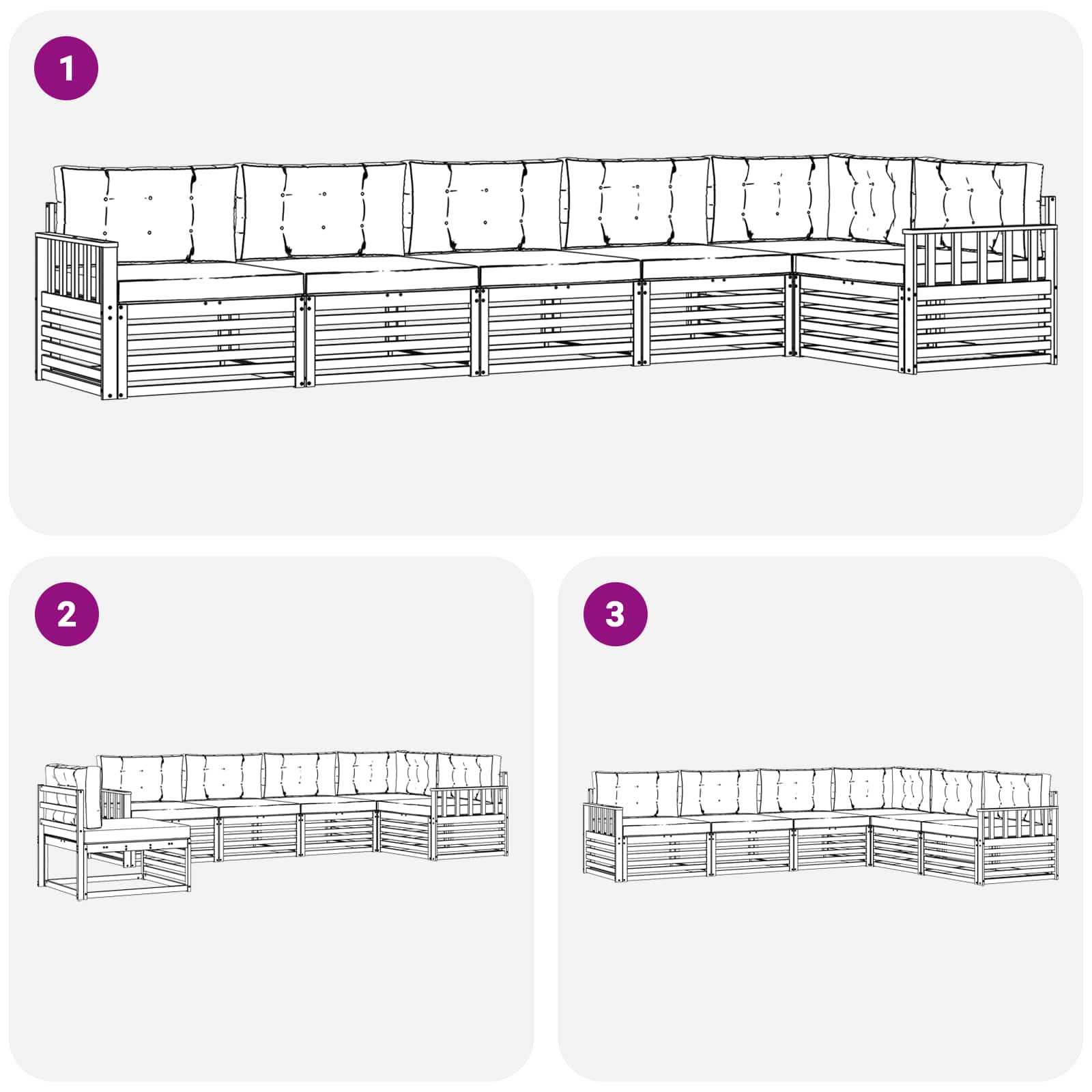 Udendørs sofagruppe med pude 6 pcs Naturlig og Beige