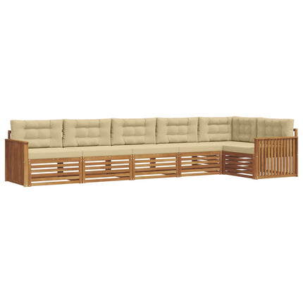 Udendørs sofagruppe med pude 6 pcs Naturlig og Beige
