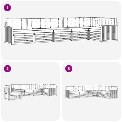 Udendørs sofagruppe med pude 6 pcs Naturlig og Beige