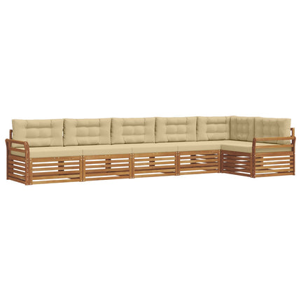 Udendørs sofagruppe med pude 6 pcs Naturlig og Beige