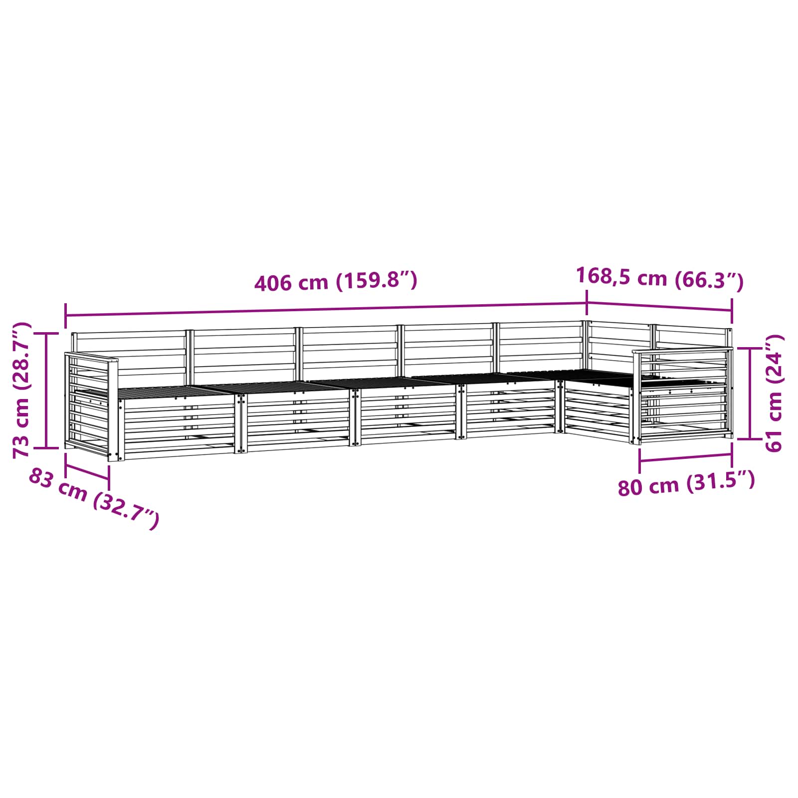 Udendørs sofagruppe 6 pcs Naturfarvet Massivt Akacietræ