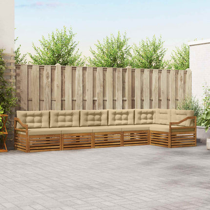 Udendørs sofagruppe med pude 6 pcs Naturlig og Beige