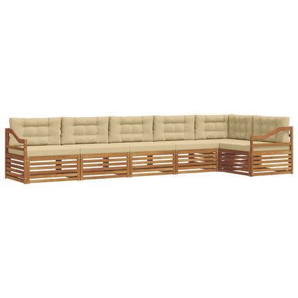 Udendørs sofagruppe med pude 6 pcs Naturlig og Beige